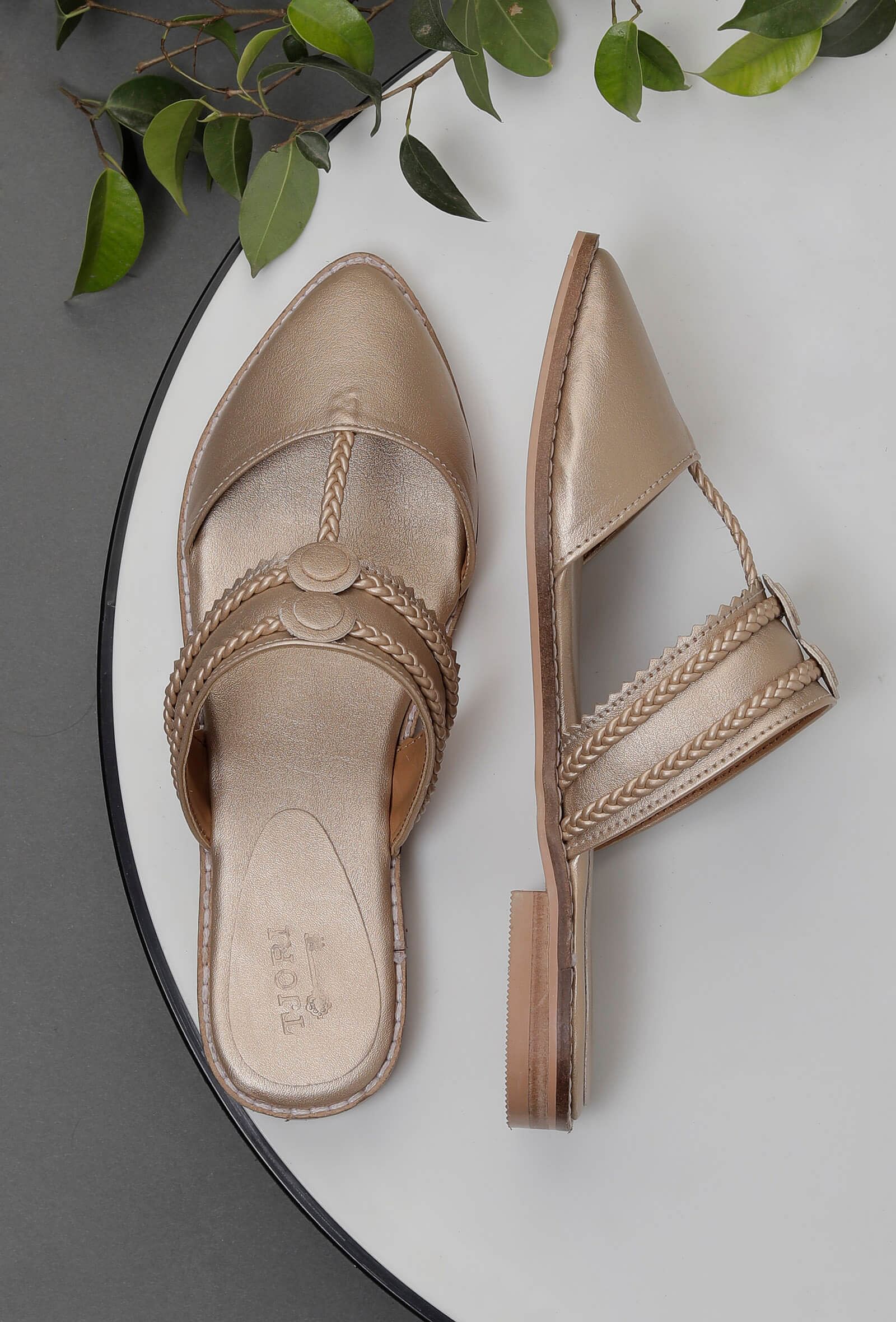 Golden Sunheri Braided Sliders