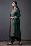Green modal viscose block printed , full sleeves kurta
