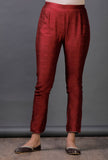 Maroon Raw Silk Zari Crochet Hem Pajama