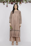 Beige Cotton Full Length Kota Hand-Block Printed Anarkali