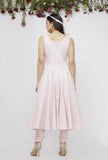 Light Pink Plain Kalidar Cotton Kurta