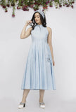Blue Plain Cotton Tasseled Anarkali