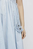 Blue Plain Cotton Tasseled Anarkali