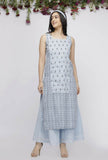 Blue Straight Fit Hand-Block Printed  Kota Kurta