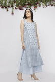 Blue Straight Fit Hand-Block Printed  Kota Kurta