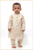 Set of 2 - Golden Strip Malmal Kurta Pyjama