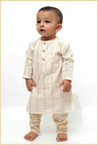 Set of 2 - Gold Zig-Zag Malmal Kurta Pyjama