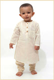 Set of 2 - Silver On Off-White Malmal Kurta Pyajam