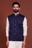 Blue Cotton Nehru Jacket