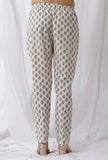 White Cotton Handblock Floral Pants