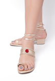 Savannah Cream Gold Cruelty Free Leather Heels Sandals