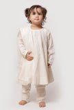 Set of 3 - Pearl White Anarkali Suit with Churidar with Dupatta