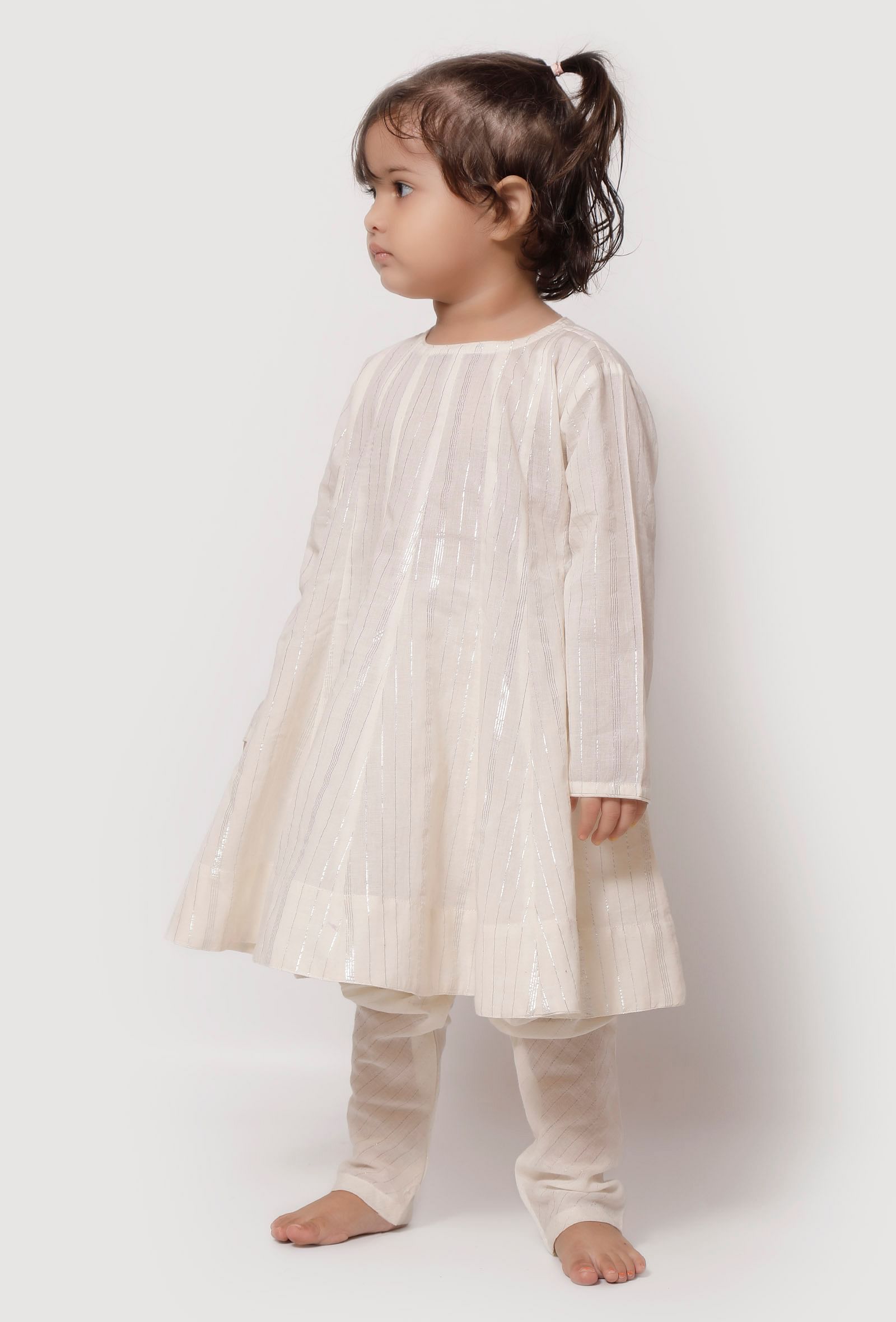 Set of 2 - Coconut White Anarkali Suit with Churidar
