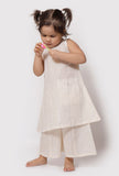 Set of 3- Silver White Malmal Slip with Palazzo and Dupatta