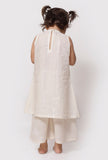 Set of 3- Silver White Malmal Slip with Palazzo and Dupatta