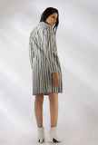 Madilyn Green Striped Pure Woven Cotton Trench Coat