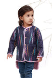 Rose Pink Ikkat Weave Quilted Reversible Jacket