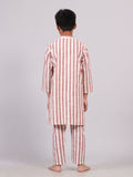 Set of 2: Red Stripes Cotton Kurta Pyjama Set
