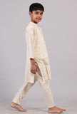 Set Of 2: White Cotton Kurta Pyjama Set