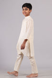 Set Of 2: White Cotton Kurta Pyjama Set