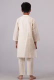 Set Of 2: White Cotton Kurta Pyjama Set