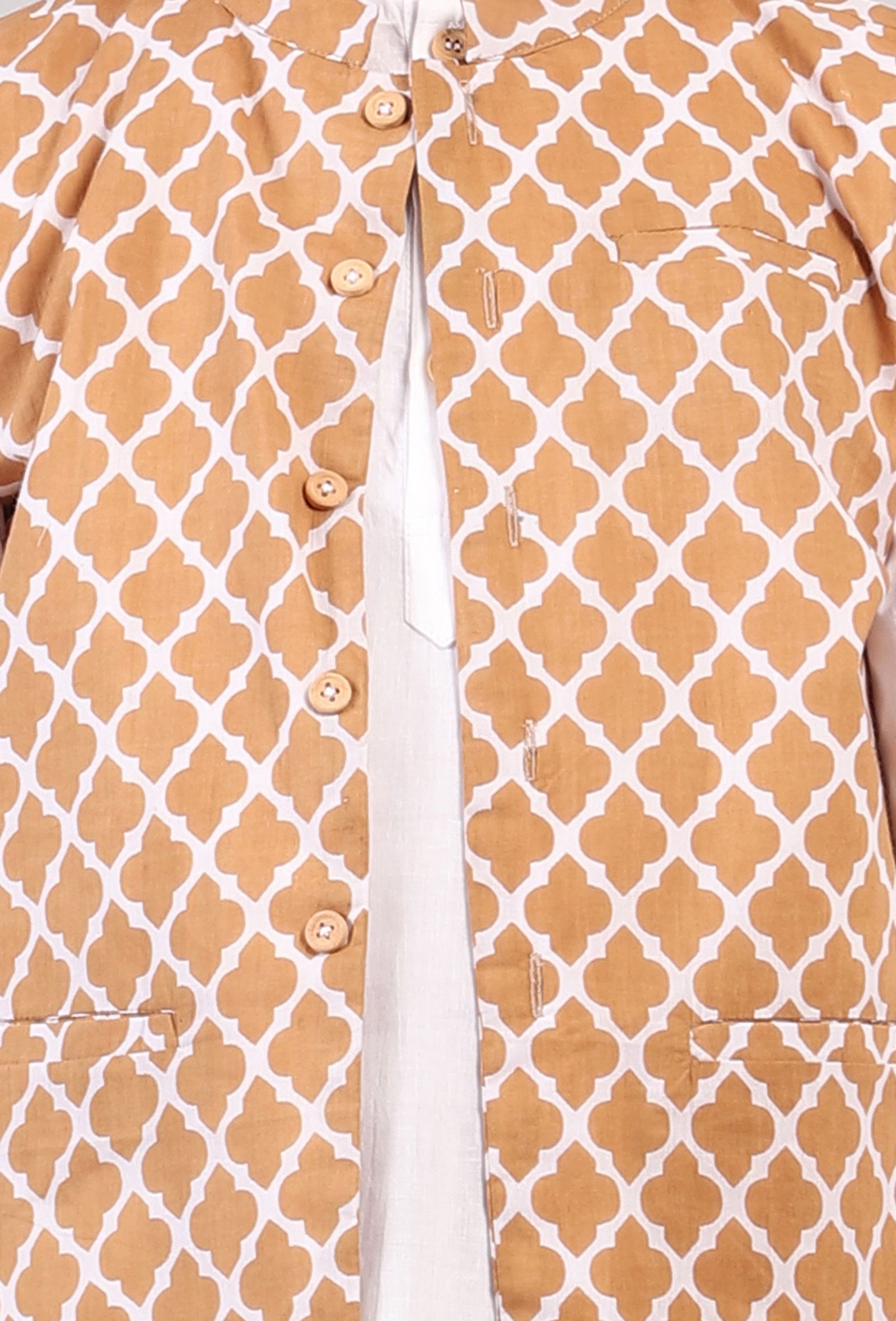 Beige Mustard Nehru Cotton Jacket