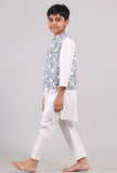 Blue Floral Nehru Cotton Jacket