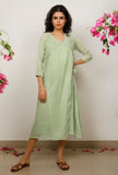 Mint Green Cotton Kota wrap around dress