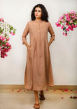Brown Kota Gathered and flared dress
