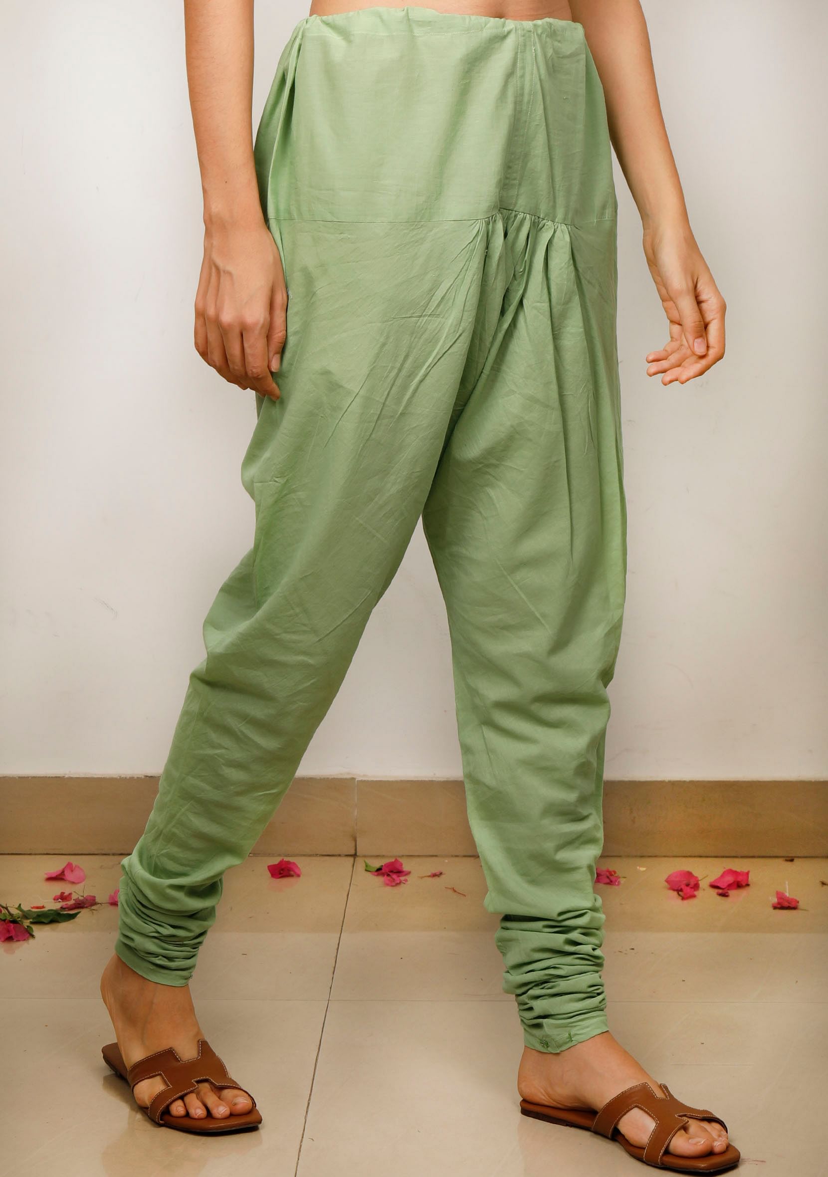 Mint Green Cotton Solid Churidar