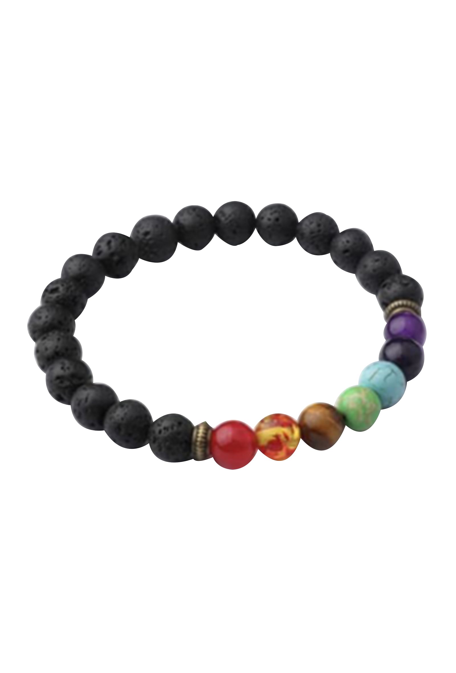 Lava with Seven Chakra Beads Bracelet