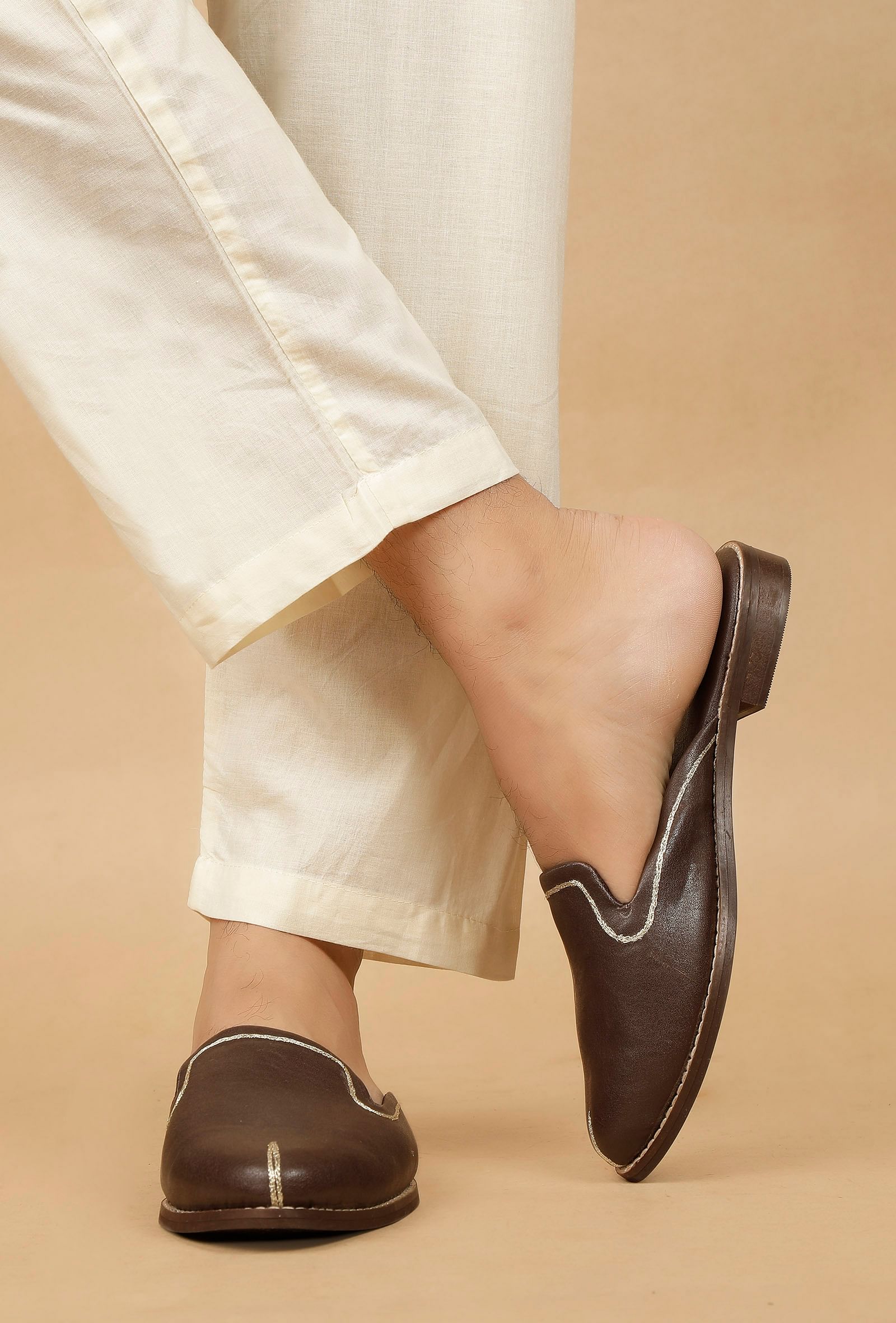 Tan Brown Cruelty Free Leather Slider Jutti