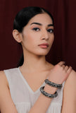 Black Silver Tribal Bangle Set