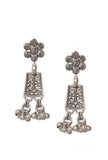 Floral Silver Tribal Earrings With Jhumkas
