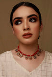 Red Thread Kundan Necklace with Sphere Motif