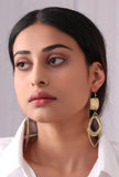 Oval Brass with Square Earrings