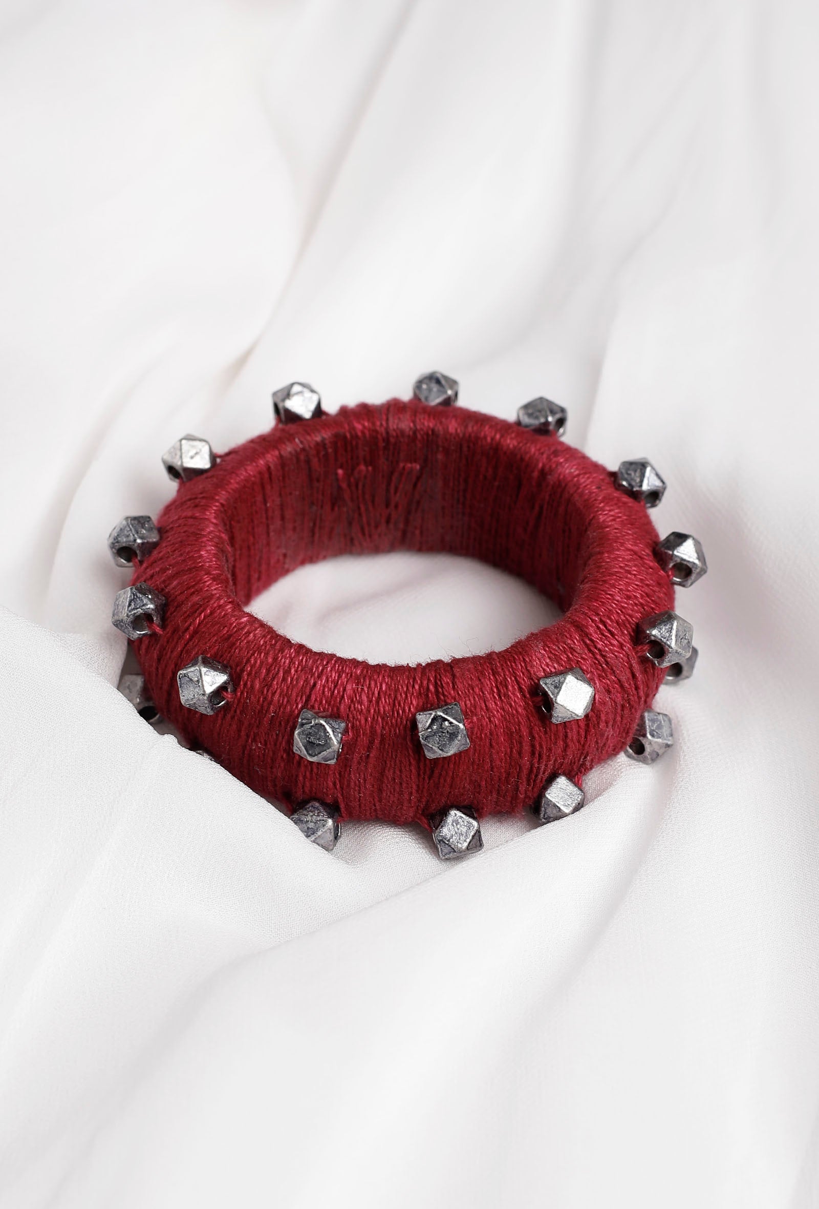 Scarlet Red Thread Wooden Bangles