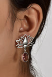 Lotus Light Pink Brass Earrings