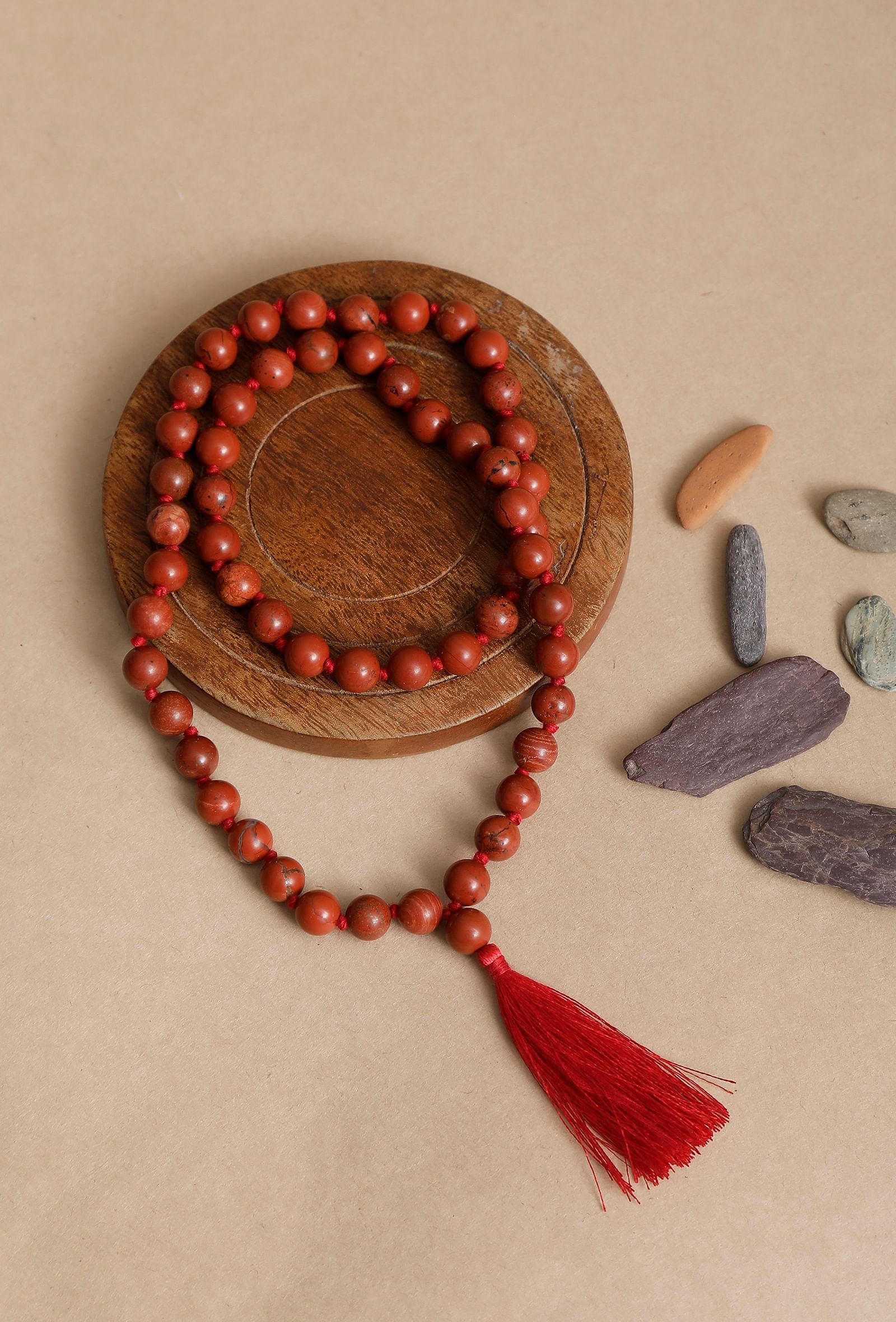 Coral Red Lava Chanting Beads