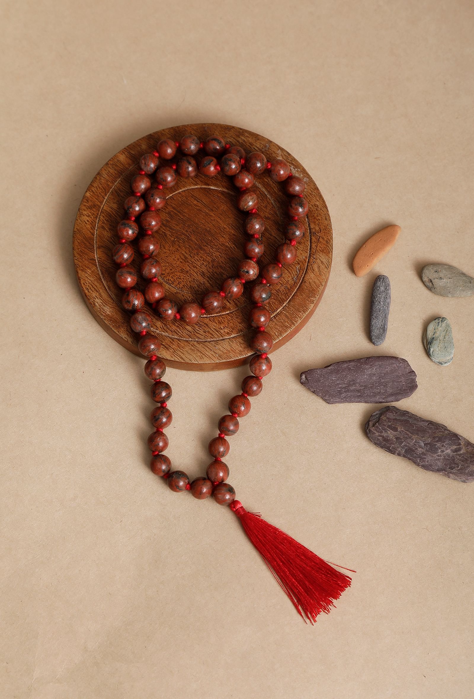 Red Lava Chanting Beads