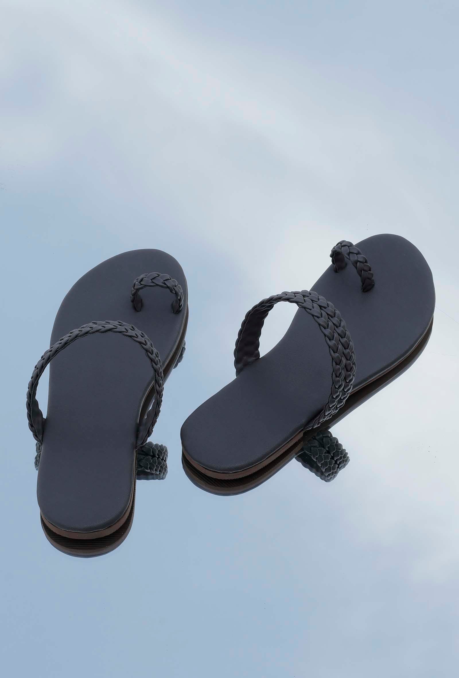 Grey Knotted Cruelty Free Leather Sandals