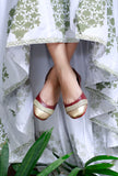 Cherry Red Embroidered Cruelty-Free Leather Juttis