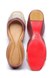 Cherry Red Embroidered Cruelty-Free Leather Juttis