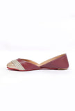 Cherry Red Embroidered Cruelty-Free Leather Juttis