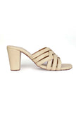 Cream Yellow Strap Cushion Padded Heels