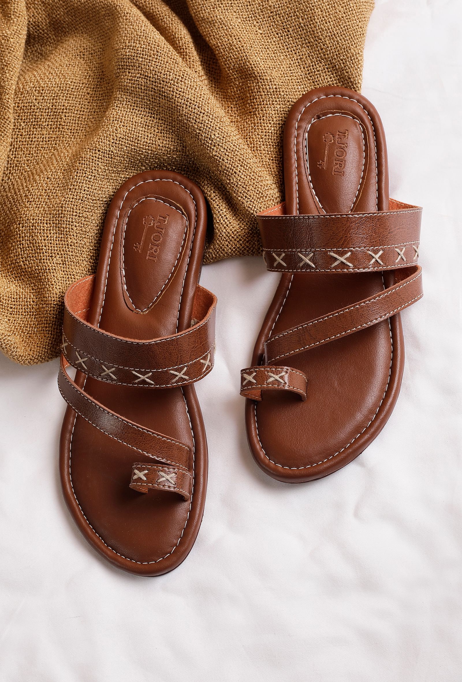Umber Brown Straps Sliders