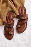 Umber Brown Straps Sliders