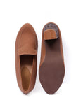 Sienna Brown Cruelty-Free Leather loafers With Carved Heels