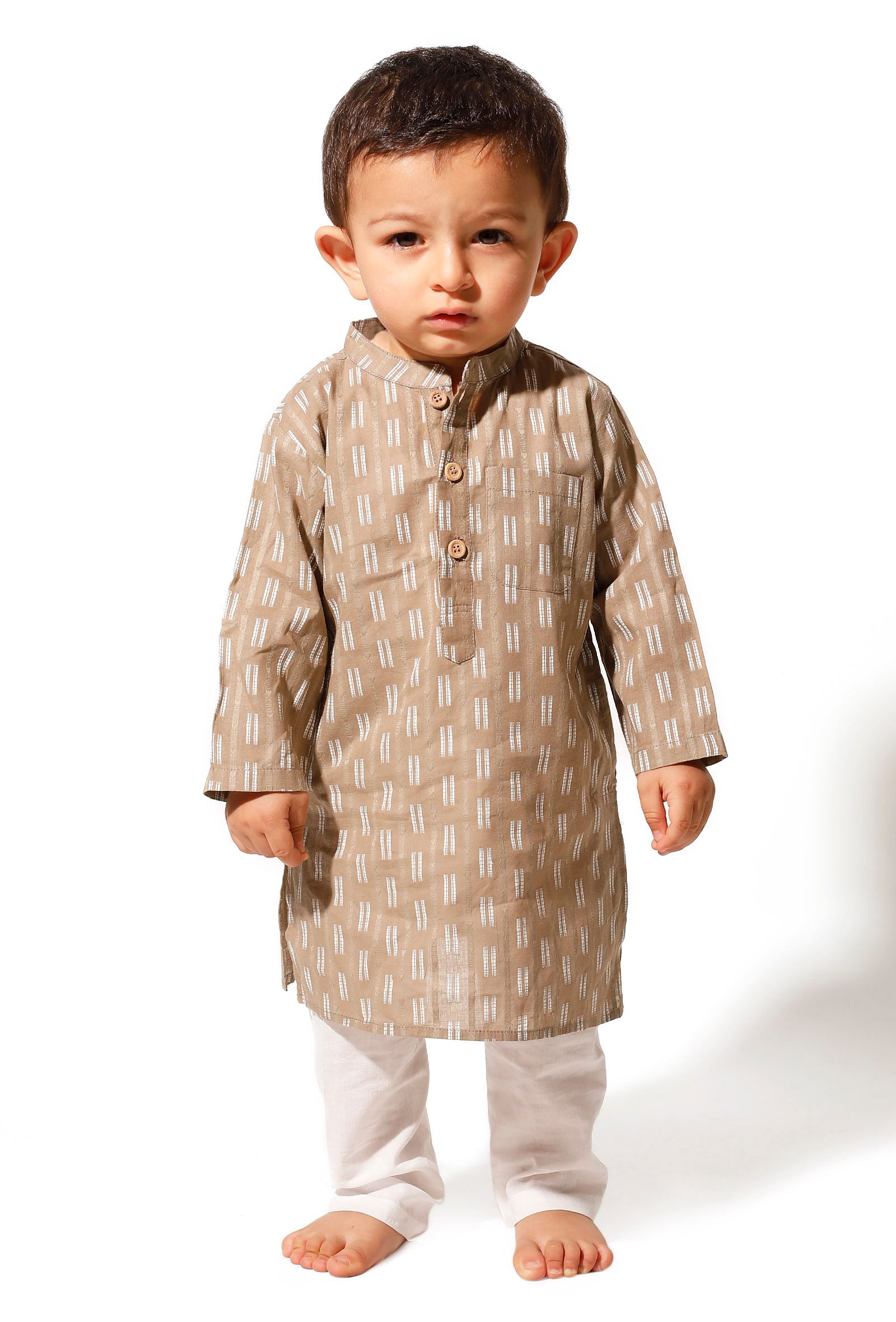 Dusky Brown Cotton Kurta Pyjama Set