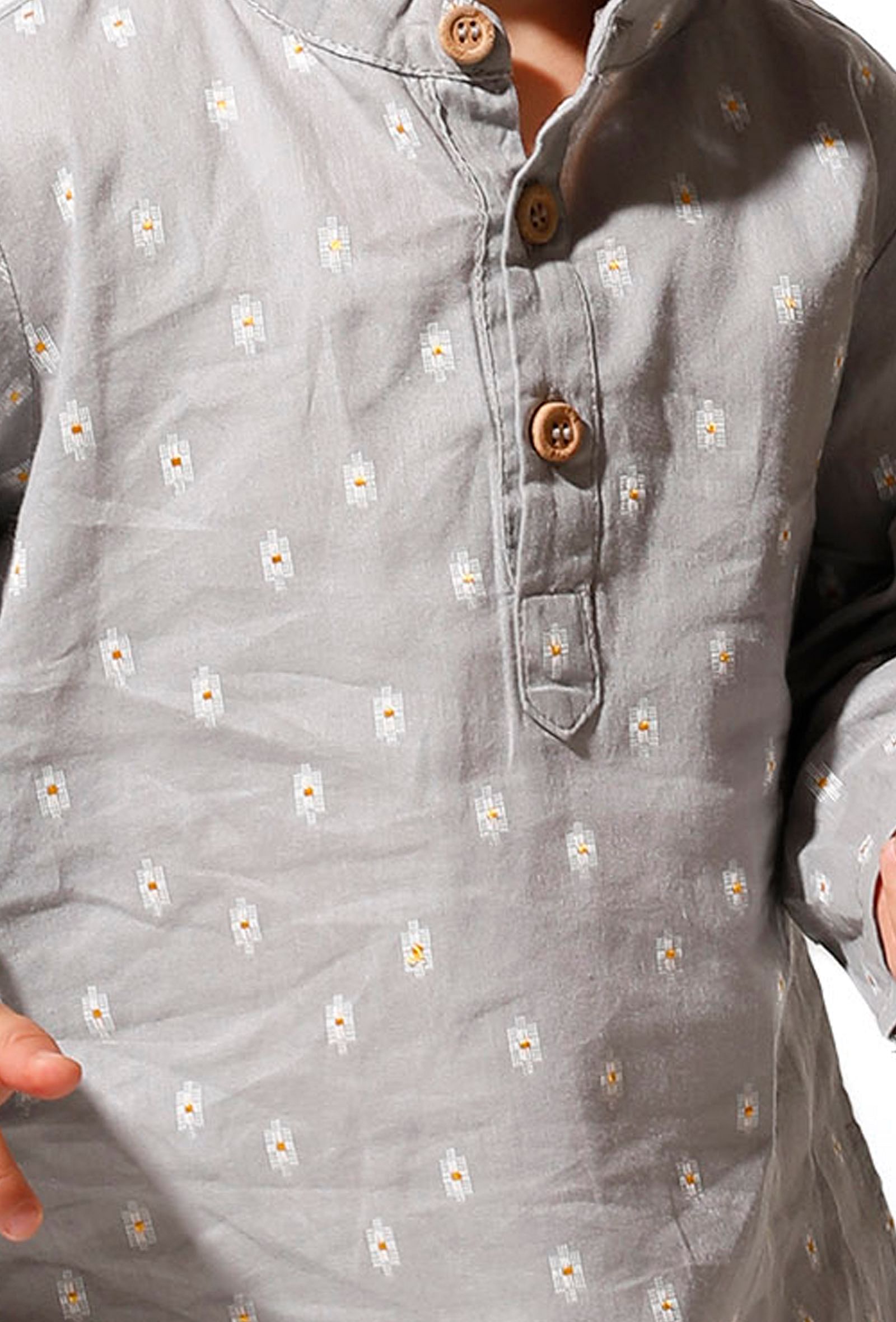 Grey Cotton Kurta Pyjama Set